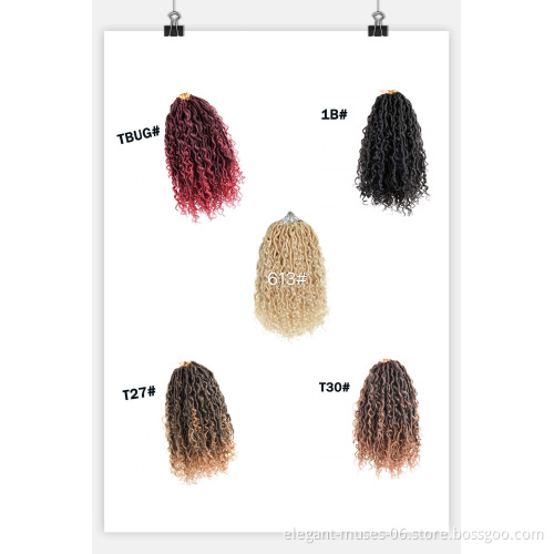 Ombre color 14 18 inch curly faux locs crochet hair extensions river locs crochet goddess faux locs braid